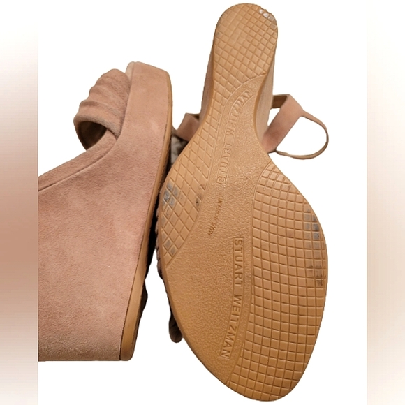 Stuart Weitzman Tan Suede Slingback Wedge Sandals 9M VW 96267 EUC - Picture 5 of 7